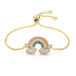 Women's cz rainbow gold bracelets bangles devil's eye bracelet zircons colorful rainbow bracelet femme jewelry accessories gift