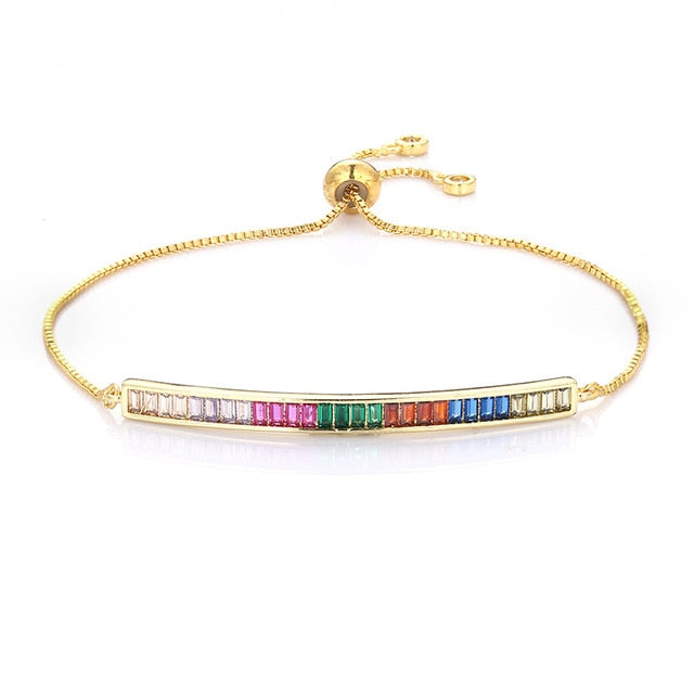 Women's cz rainbow gold bracelets bangles devil's eye bracelet zircons colorful rainbow bracelet femme jewelry accessories gift