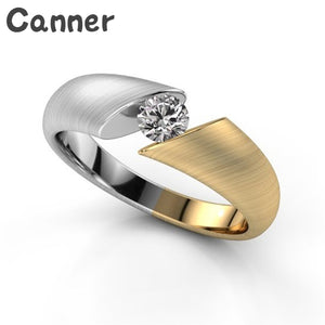 Canner Stainless Steel Wedding Ring Luxury Rhinestone Women Finger Ring Color Mixing Zircon Crystal Charm Rings A35