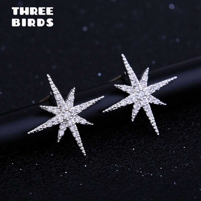 Tiny Trendy 925 Silver classics Star Stud Earrings delicate cubic zirconia geometric small Earrings boucle d'oreille femme 2019