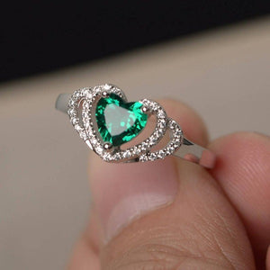 Large Green Stone Ring For Women Wedding Gift Luxury Jewelry Silver Color Cubic Zirconia Ring Bague Femme Anillos Mujer Z5X873