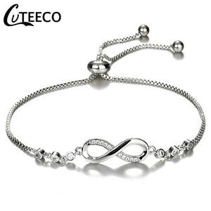 CUTEECO European Fashion Bracelets For Women Cubic Zirconia Infinity Tennis Bracelet Femme Jewelry Gift Dropshipping