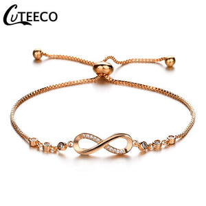 CUTEECO European Fashion Bracelets For Women Cubic Zirconia Infinity Tennis Bracelet Femme Jewelry Gift Dropshipping