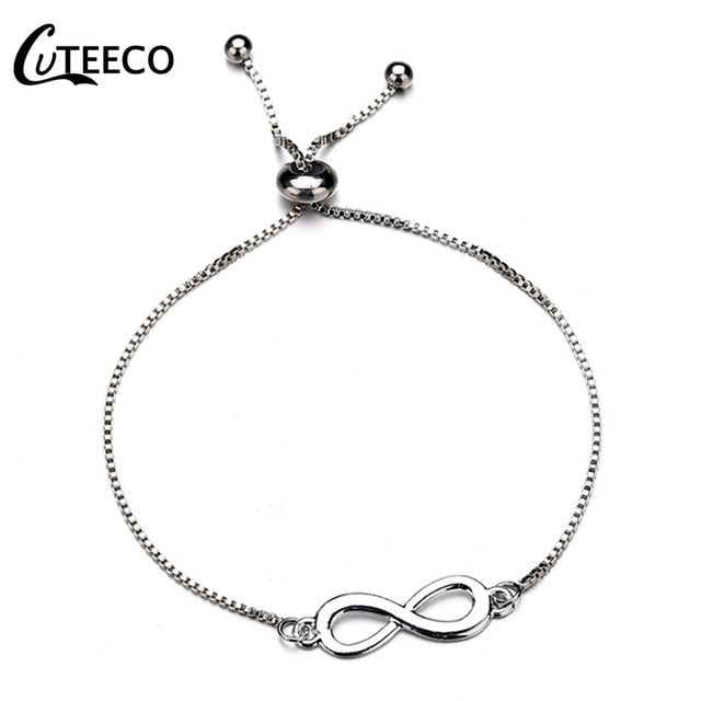 CUTEECO European Fashion Bracelets For Women Cubic Zirconia Infinity Tennis Bracelet Femme Jewelry Gift Dropshipping