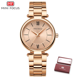 MINI FOCUS Women Watches Waterproof Blue Stainless Steel Brand Luxury Fashion Ladies Quartz Watch Relogio Feminino Montre Femme