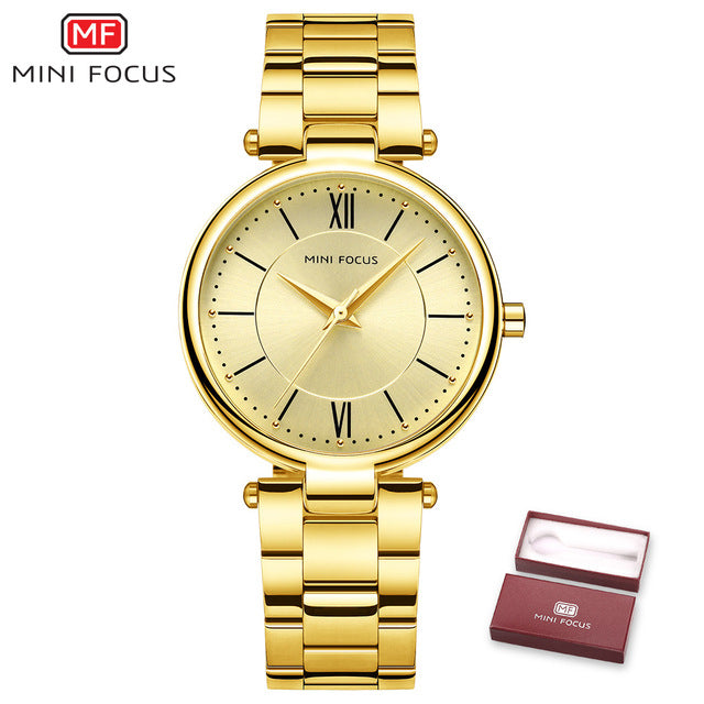 MINI FOCUS Women Watches Waterproof Blue Stainless Steel Brand Luxury Fashion Ladies Quartz Watch Relogio Feminino Montre Femme