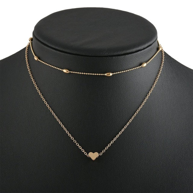 Simple Heart Chain Necklace Fashion Jewelry For Women Chokers Accessories Girlfriend Party Birthday Gift  Dropshipping