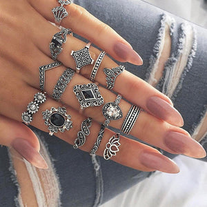 New Boho Acrylic Silver Rings Set For Women Round Female Knuckle Finger Rings 2019 Personality Girl Statement Fashion Jewelry