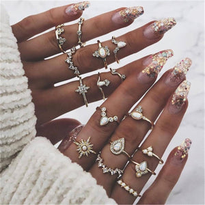 New Boho Acrylic Silver Rings Set For Women Round Female Knuckle Finger Rings 2019 Personality Girl Statement Fashion Jewelry