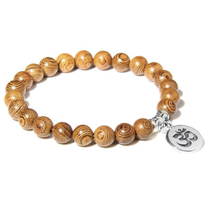 Handmade Natural Stone Lotus Ohm Buddha Beads Bracelet Pink Zebra Stone Lotus Charm Bracelet for Women Men Yoga  Jewelry Femme