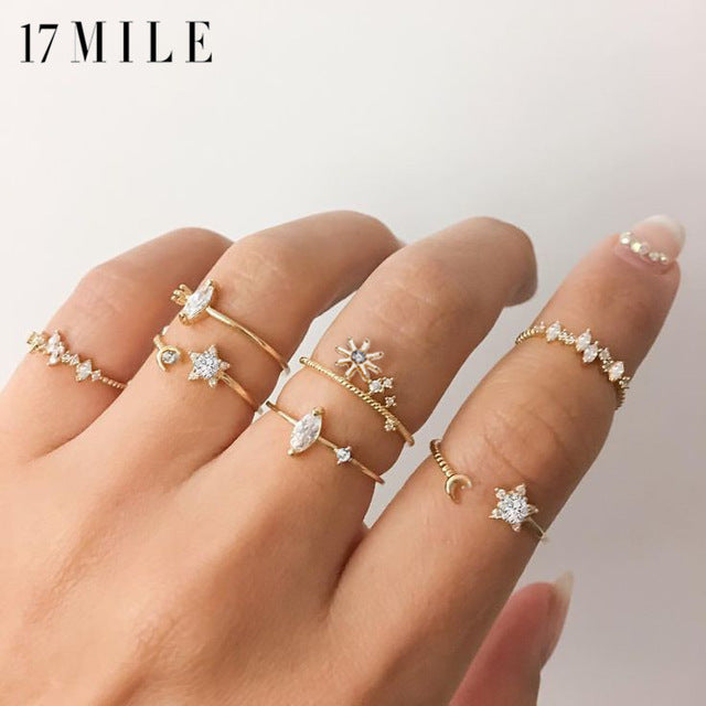 New Boho Acrylic Silver Rings Set For Women Round Female Knuckle Finger Rings 2019 Personality Girl Statement Fashion Jewelry