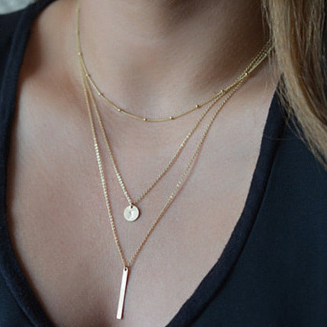 2020 Layered Necklace Women Choker Gold Moon Necklaces Clavicle Pendant Collier Femme Chain Collares Fashion Party Jewelry Gifts