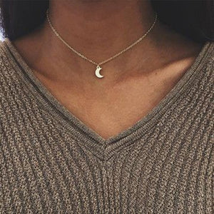 2020 Layered Necklace Women Choker Gold Moon Necklaces Clavicle Pendant Collier Femme Chain Collares Fashion Party Jewelry Gifts