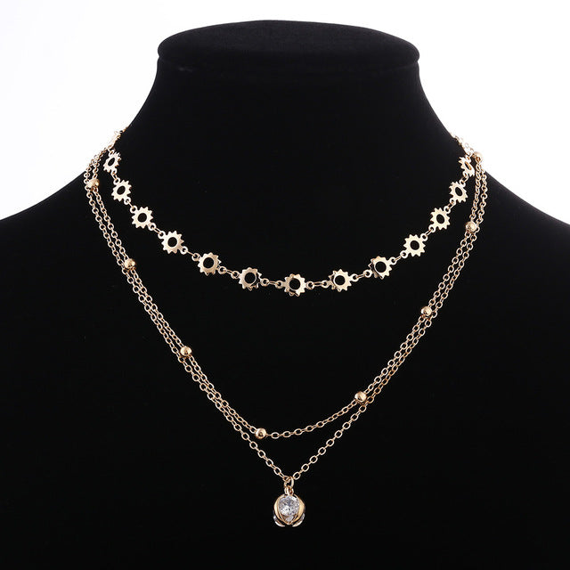 2020 Layered Necklace Women Choker Gold Moon Necklaces Clavicle Pendant Collier Femme Chain Collares Fashion Party Jewelry Gifts