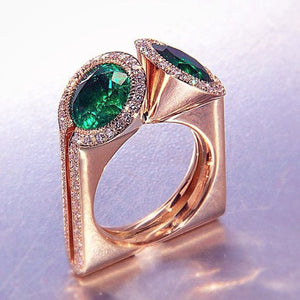 Large Green Stone Ring For Women Wedding Gift Luxury Jewelry Silver Color Cubic Zirconia Ring Bague Femme Anillos Mujer Z5X873