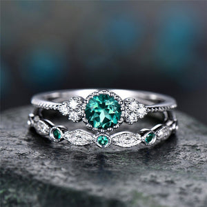 Large Green Stone Ring For Women Wedding Gift Luxury Jewelry Silver Color Cubic Zirconia Ring Bague Femme Anillos Mujer Z5X873