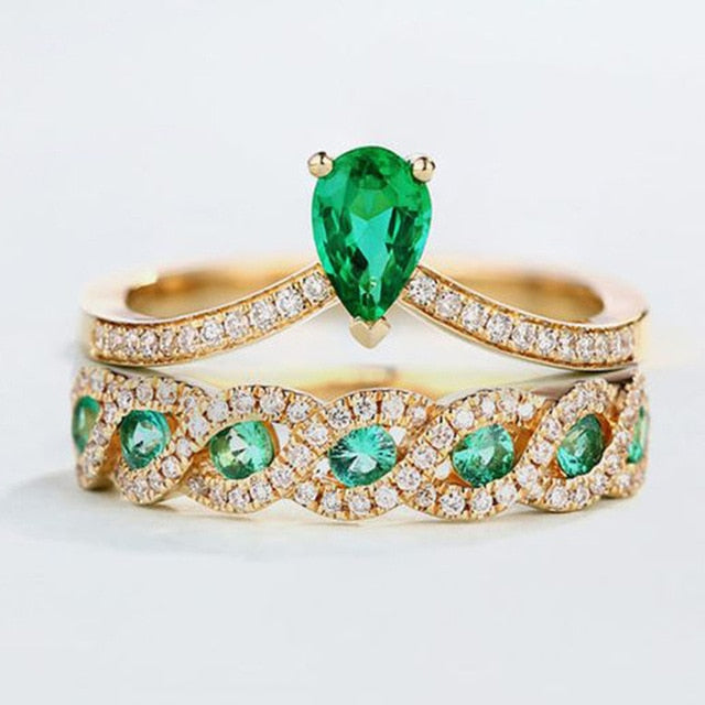 Large Green Stone Ring For Women Wedding Gift Luxury Jewelry Silver Color Cubic Zirconia Ring Bague Femme Anillos Mujer Z5X873