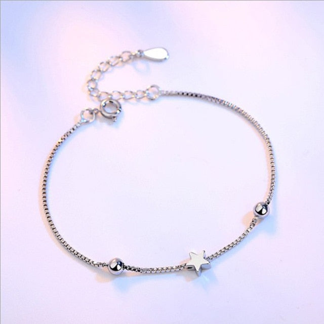 Crazy Feng Elegant Chain Bracelet Silver Color Beads Stars Charm Bracelet For Women Snake Link Chain Bracelet Jewelry Gift