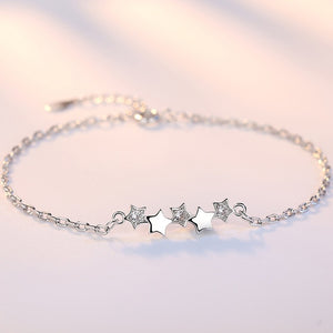 Crazy Feng Elegant Chain Bracelet Silver Color Beads Stars Charm Bracelet For Women Snake Link Chain Bracelet Jewelry Gift