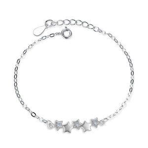 Crazy Feng Fashion Silver Color Stars Charm Bracelets Bangles White Zircon Crystal Bracelet Women Femme Fashion Jewelry