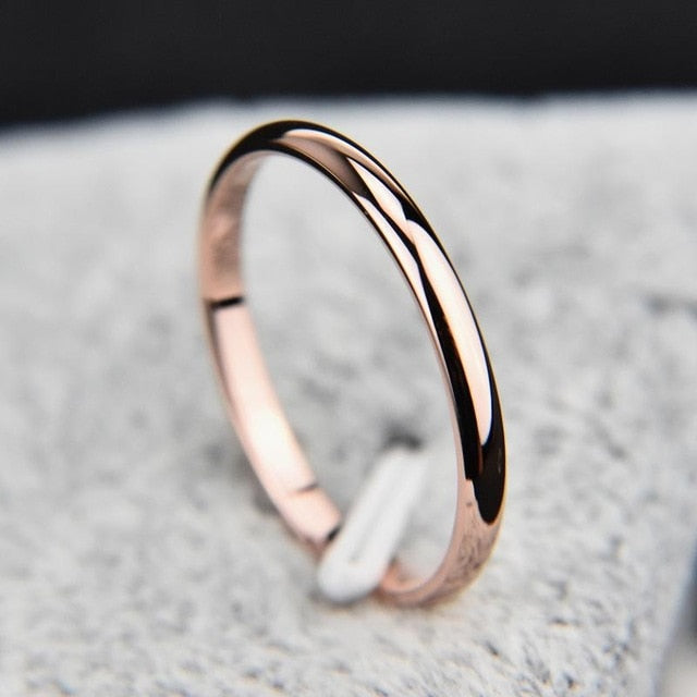 1PC Hot Titanium Steel Rose Gold Ring Anti-allergy Smooth Simple Wedding Couples Bijouterie Rings For Women Men Jewelry Gift