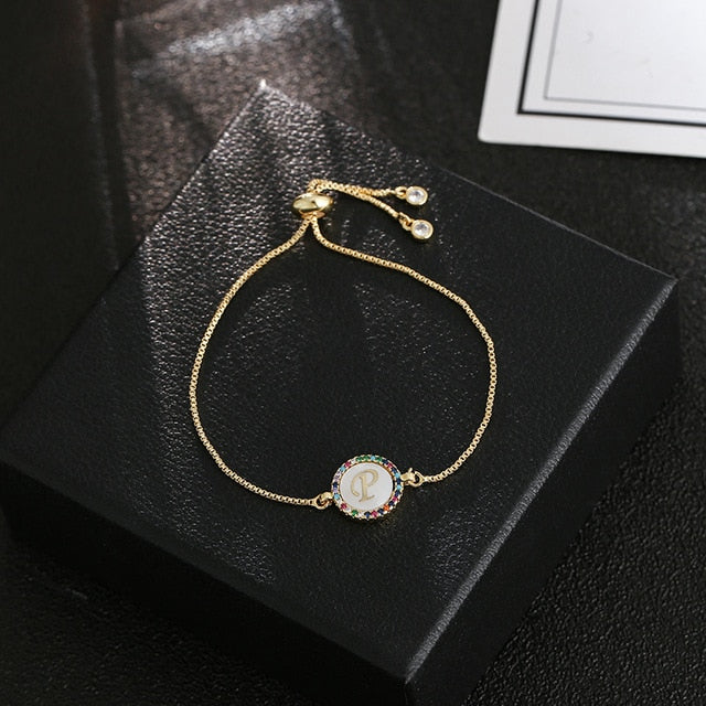 women's A-Z 26 Letter cz Bracelets initial heart name Bracelet Femme Adjustable Chain copper bracelet Jewelry gift for women