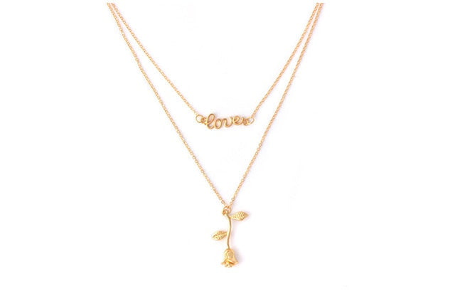 2019 Statement Alloy Rose Pendant Necklace 4 Color Women Jewelry Accessories Gold Chain Necklace for Women Memorial Day Gift