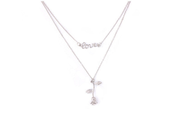 2019 Statement Alloy Rose Pendant Necklace 4 Color Women Jewelry Accessories Gold Chain Necklace for Women Memorial Day Gift