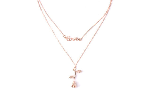 2019 Statement Alloy Rose Pendant Necklace 4 Color Women Jewelry Accessories Gold Chain Necklace for Women Memorial Day Gift