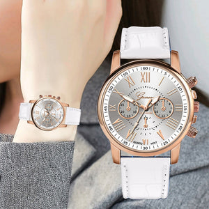 Quartz watch women New Fashion Women Leather Band geneva watch Analog Wristwatch montre femme reloj mujer horloge dames