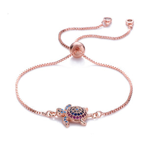 Hot women's gold rainbow turtle bracelets&bangles jewelry cz zircon bracelet adjustable chain bracelet accessory femme