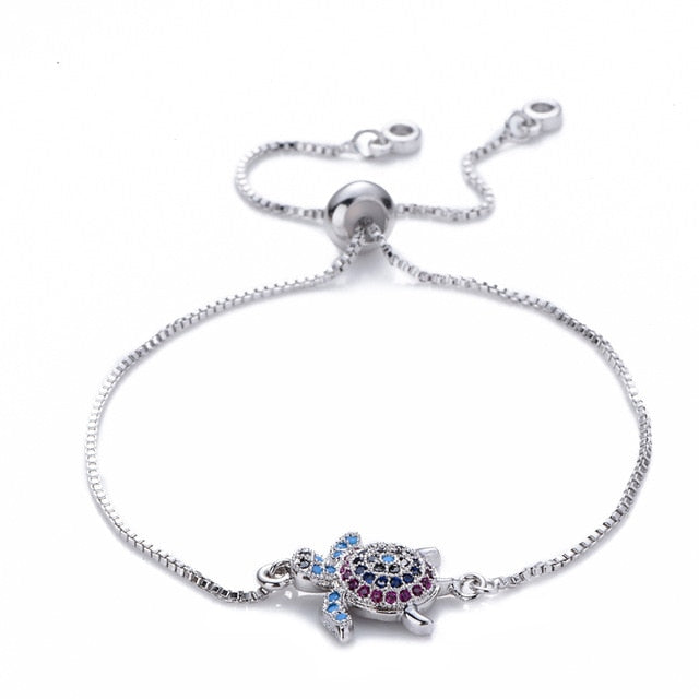 Hot women's gold rainbow turtle bracelets&bangles jewelry cz zircon bracelet adjustable chain bracelet accessory femme