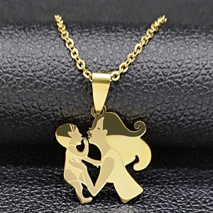 Fashion Mom and Daughter Stainless Steel Chain Necklace Silver Color Necklaces Pendants Jewelry moda mujer 2019 N19034