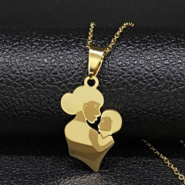 Fashion Mom and Daughter Stainless Steel Chain Necklace Silver Color Necklaces Pendants Jewelry moda mujer 2019 N19034