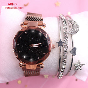 2019 New brand Starry Sky Women Watch Fashion Elegant Magnet Buckle Vibrato Purple Gold Ladies Wristwatch Luxury Women Watches