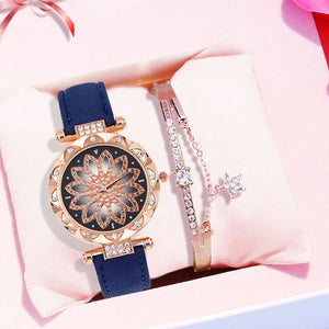 Luxury Women Watches Bracelet set Starry Sky Ladies Bracelet Watch Casual Leather Quartz Wristwatch Clock gift Relogio Feminino