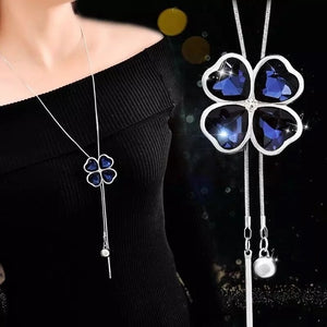 BYSPT Zircon Black Rose Flower Long Necklace Sweater Chain Fashion Metal Chain Crystal Flower Pendant Necklaces Adjusted