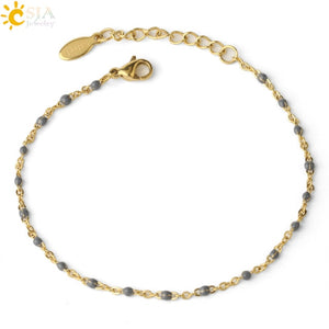 CSJA Stainless Steel Chain Bracelets Bangles for Woman  Gold Color Link Miyuki Femme Beads Bracelet  2019 Jewelry Pulseira S570