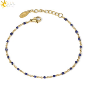 CSJA Stainless Steel Chain Bracelets Bangles for Woman  Gold Color Link Miyuki Femme Beads Bracelet  2019 Jewelry Pulseira S570