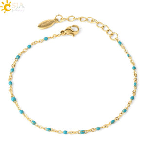 CSJA Stainless Steel Chain Bracelets Bangles for Woman  Gold Color Link Miyuki Femme Beads Bracelet  2019 Jewelry Pulseira S570