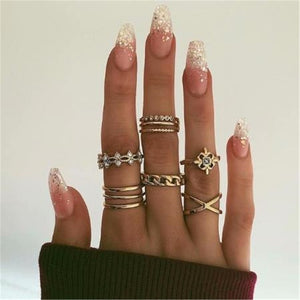 New Boho Acrylic Silver Rings Set For Women Round Female Knuckle Finger Rings 2019 Personality Girl Statement Fashion Jewelry