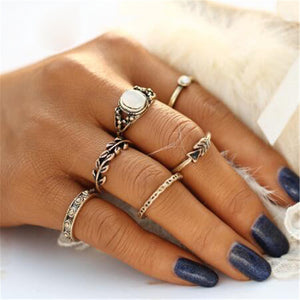 New Boho Acrylic Silver Rings Set For Women Round Female Knuckle Finger Rings 2019 Personality Girl Statement Fashion Jewelry