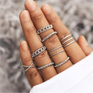 New Boho Acrylic Silver Rings Set For Women Round Female Knuckle Finger Rings 2019 Personality Girl Statement Fashion Jewelry