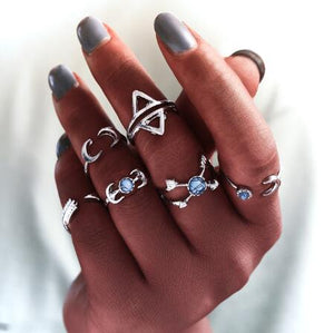 New Boho Acrylic Silver Rings Set For Women Round Female Knuckle Finger Rings 2019 Personality Girl Statement Fashion Jewelry