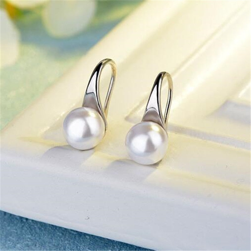 925 Sterling Silver Classic Pearl Stud Earrings For Women Kids Wedding Jewelry boucle d'oreille Hypoallergenic eh1366