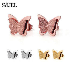 SMJEL Stainless Steel Butterfly Stud Earrings for Women Cute Animal Earrings Girls Kids Fashion Jewelry Gift boucle d'oreille