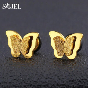 SMJEL Stainless Steel Butterfly Stud Earrings for Women Cute Animal Earrings Girls Kids Fashion Jewelry Gift boucle d'oreille