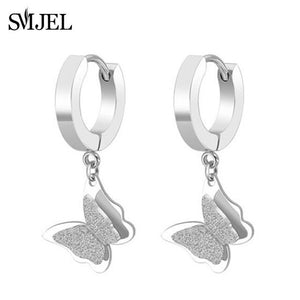 SMJEL Stainless Steel Butterfly Stud Earrings for Women Cute Animal Earrings Girls Kids Fashion Jewelry Gift boucle d'oreille