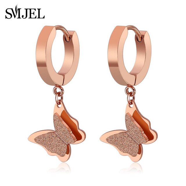 SMJEL Stainless Steel Butterfly Stud Earrings for Women Cute Animal Earrings Girls Kids Fashion Jewelry Gift boucle d'oreille