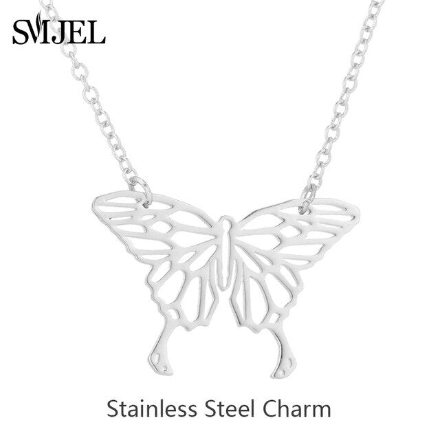 SMJEL Stainless Steel Butterfly Stud Earrings for Women Cute Animal Earrings Girls Kids Fashion Jewelry Gift boucle d'oreille